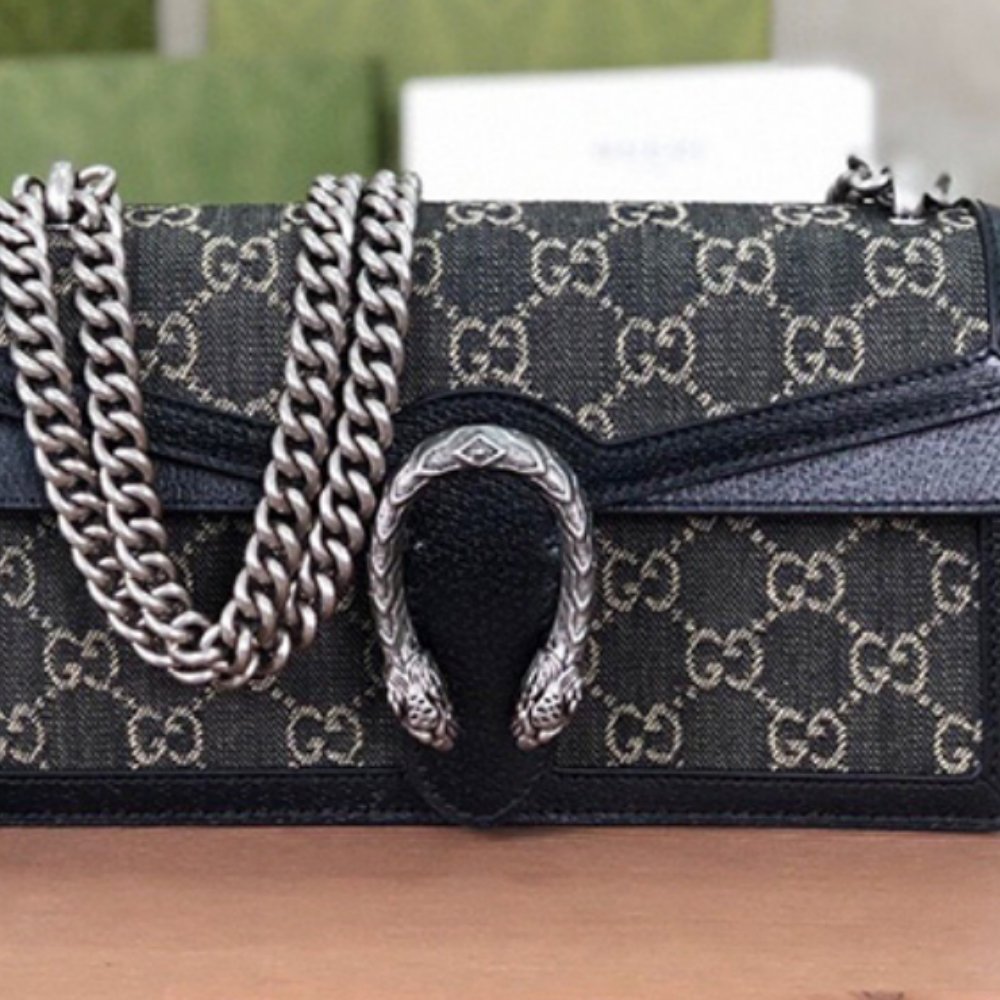Gucci Dionysus Super Mini GG Shoulder Bag Black 16Cm