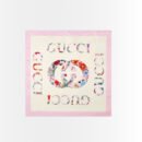Gucci Flora Vintage Logo Print Silk Scarf Light Pink 70Cm
