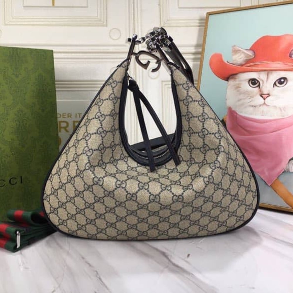Gucci GG Attache Large Shoulder Bag Beige 35Cm 702823 96GRN 4082
