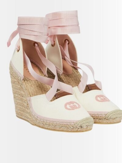 Gucci GG Canvas Wedges Espadrilles Pink