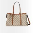 Gucci GG Emblem Medium Tote Bag Beige And Brown 31Cm 815214 FAD6L 9758