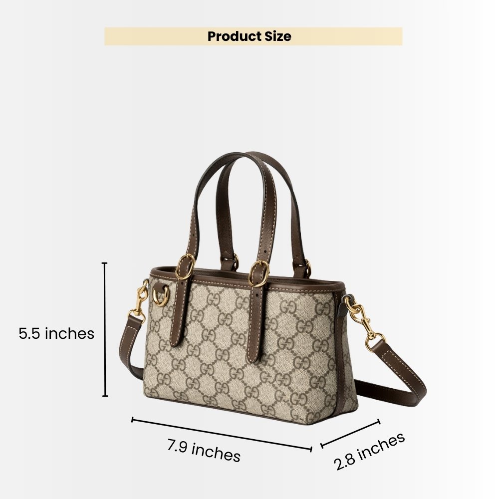 Gucci GG Emblem Mini Bag Beige and Dark Brown GG Fabric 17Cm 855491 FAEUC 9758
