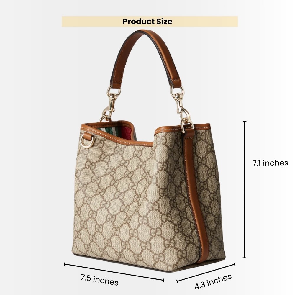 Gucci GG Emblem Mini Bucket Bag Beige And Dark Brown 19Cm 815118 FAD6L 9758