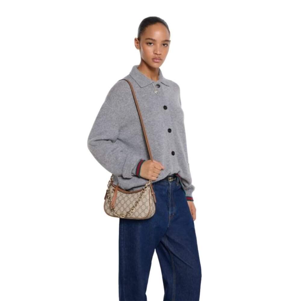Gucci GG Emblem Small Shoulder Bag Beige And Dark Brown 24Cm 847447 FAD6L 9758