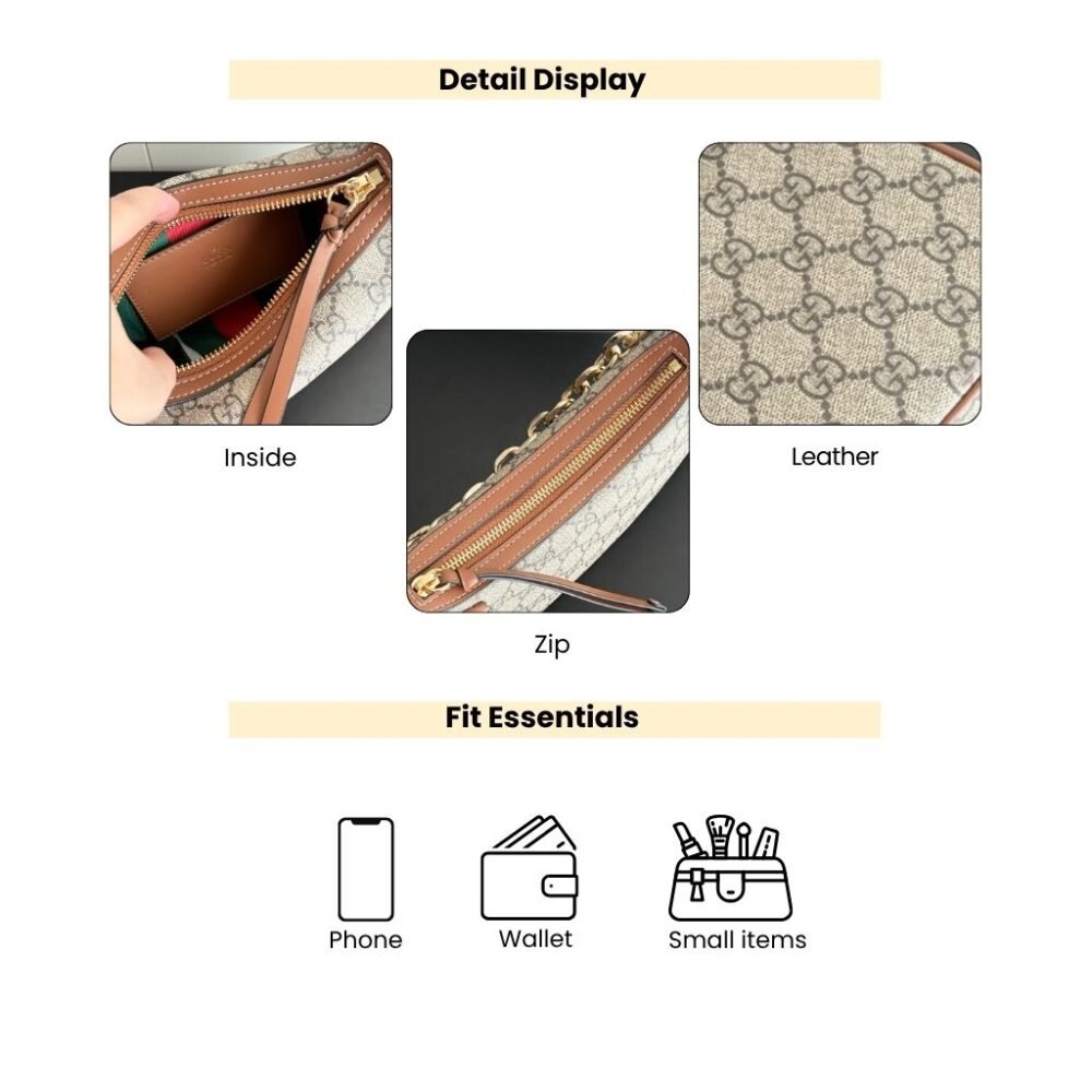 Gucci GG Emblem Small Shoulder Bag Beige And Dark Brown 24Cm 847447 FAD6L 9758
