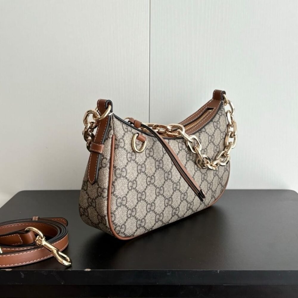 Gucci GG Emblem Small Shoulder Bag Beige And Dark Brown 24Cm 847447 FAD6L 9758