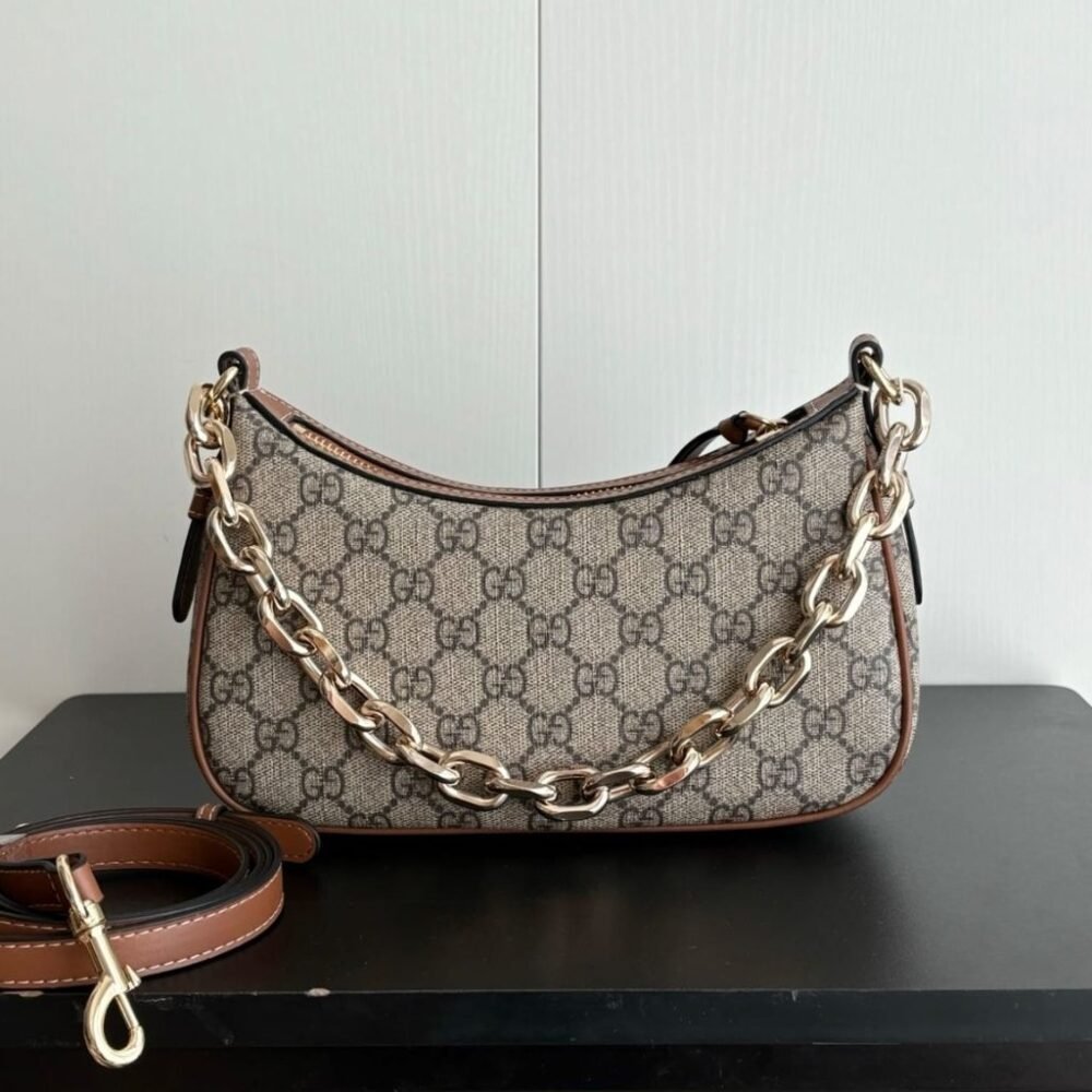 Gucci GG Emblem Small Shoulder Bag Beige And Dark Brown 24Cm 847447 FAD6L 9758