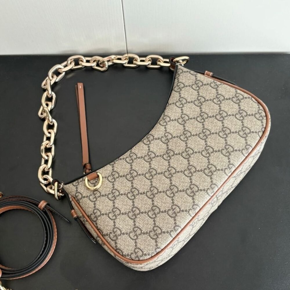 Gucci GG Emblem Small Shoulder Bag Beige And Dark Brown 24Cm 847447 FAD6L 9758