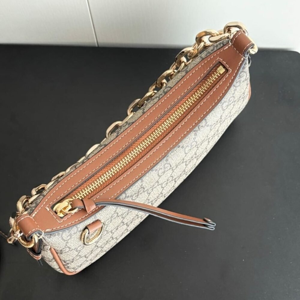 Gucci GG Emblem Small Shoulder Bag Beige And Dark Brown 24Cm 847447 FAD6L 9758