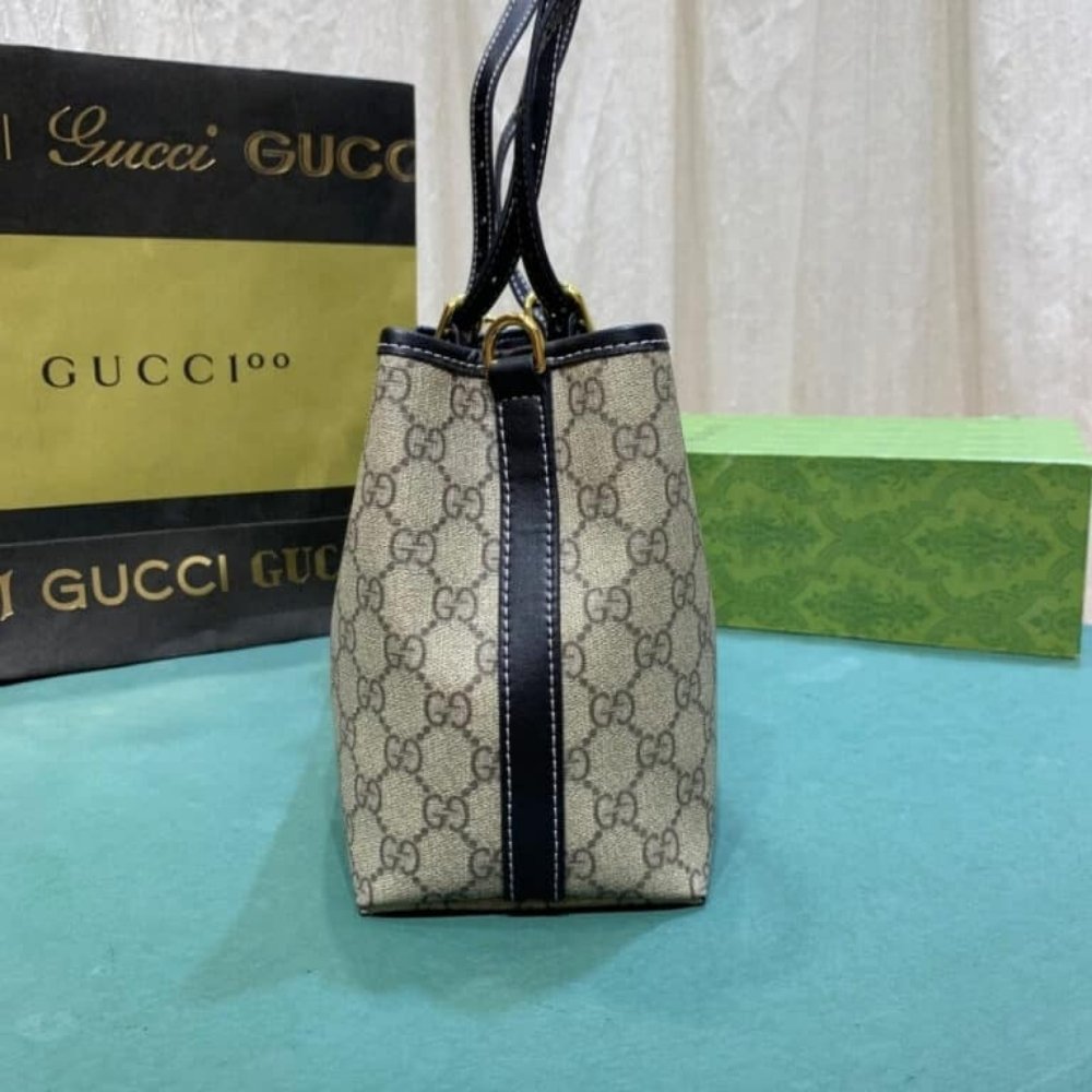 Gucci GG Emblem Small Tote Bag Beige And Black 31Cm 815214 FAD6L 9741