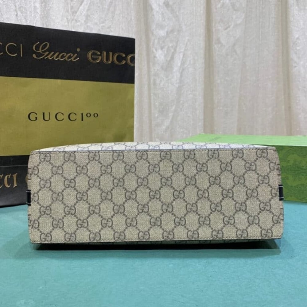 Gucci GG Emblem Small Tote Bag Beige And Black 31Cm 815214 FAD6L 9741