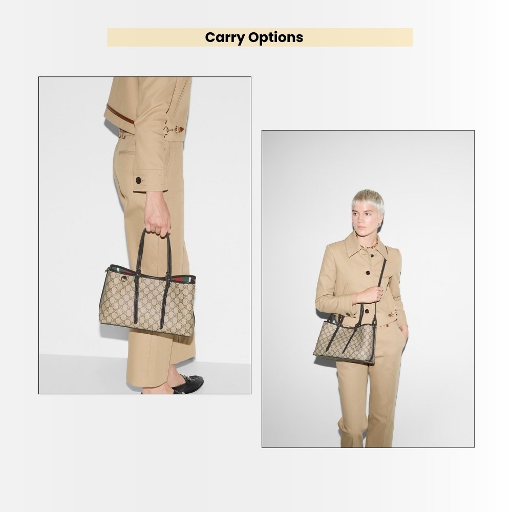 Gucci GG Emblem Small Tote Bag Beige And Black 31Cm 815214 FAD6L 9741