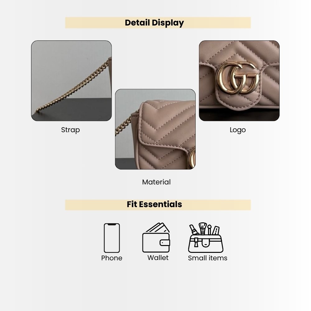 Gucci GG Marmont Mini Bag Taupe 16Cm 476433 DTDHD 1523