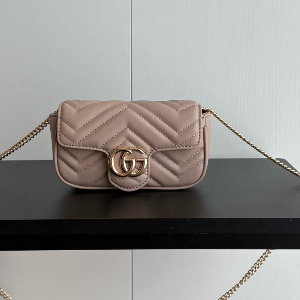 Gucci GG Marmont Mini Bag Taupe 16Cm 476433 DTDHD 1523