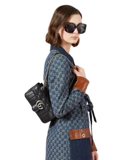 Gucci GG Marmont Mini Shoulder Bag Black 22Cm 446744 UM8AN 1000
