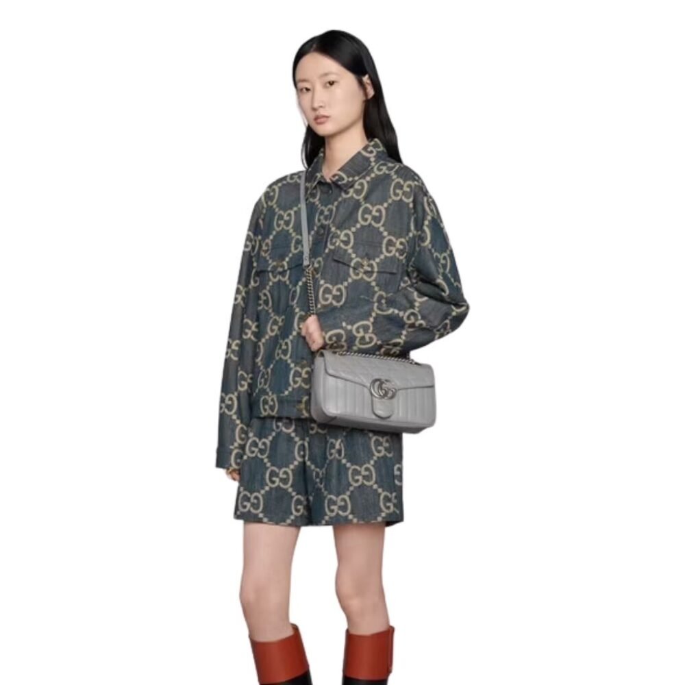 Gucci GG Marmont Mini Shoulder Bag Grey 22Cm 446744 UM8AN 1711