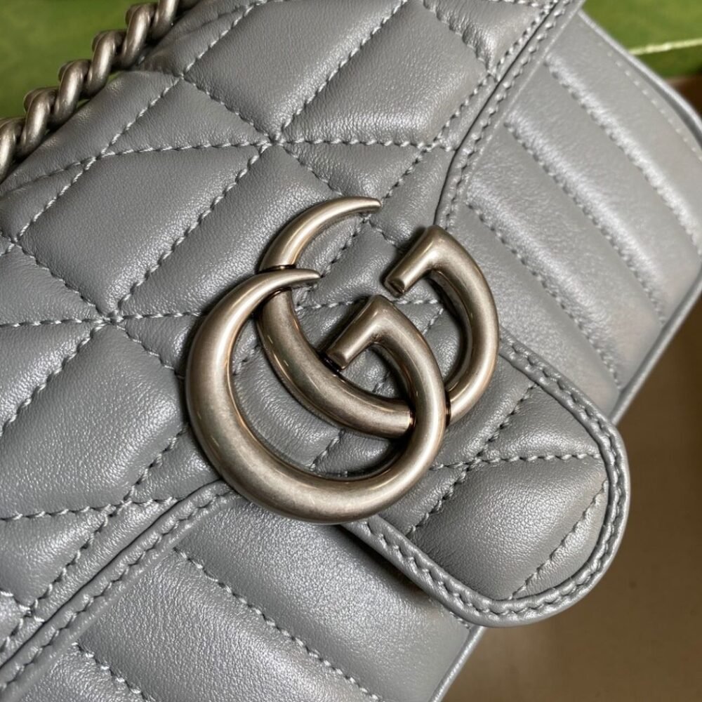 Gucci GG Marmont Mini Shoulder Bag Grey 22Cm 446744 UM8AN 1711