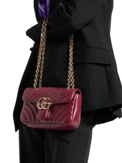 Gucci GG Marmont Mini Shoulder Bag Rosso Ancora 16Cm 443497 AADPJ 6207
