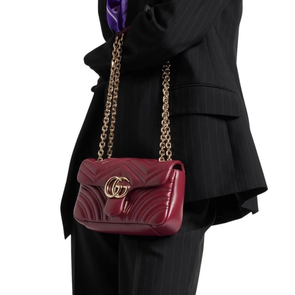 Gucci GG Marmont Mini Shoulder Bag Rosso Ancora 16Cm 443497 AADPJ 6207