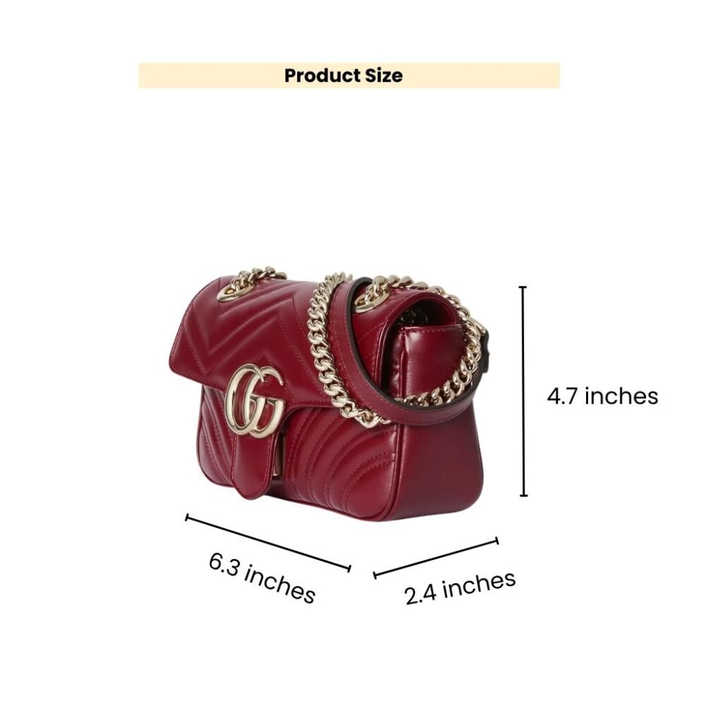 Gucci GG Marmont Mini Shoulder Bag Rosso Ancora 16Cm 443497 AADPJ 6207