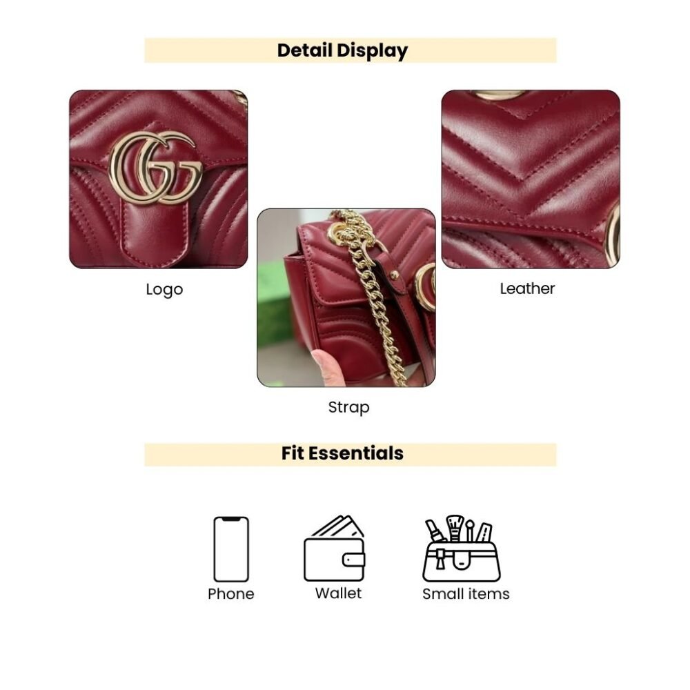 Gucci GG Marmont Mini Shoulder Bag Rosso Ancora 16Cm 443497 AADPJ 6207