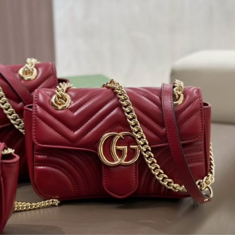 Gucci GG Marmont Mini Shoulder Bag Rosso Ancora 16Cm 443497 AADPJ 6207