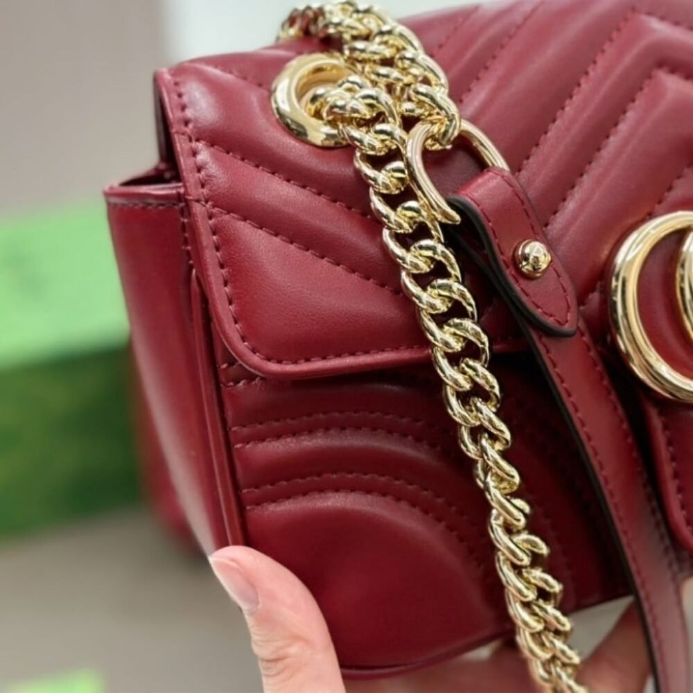Gucci GG Marmont Mini Shoulder Bag Rosso Ancora 16Cm 443497 AADPJ 6207