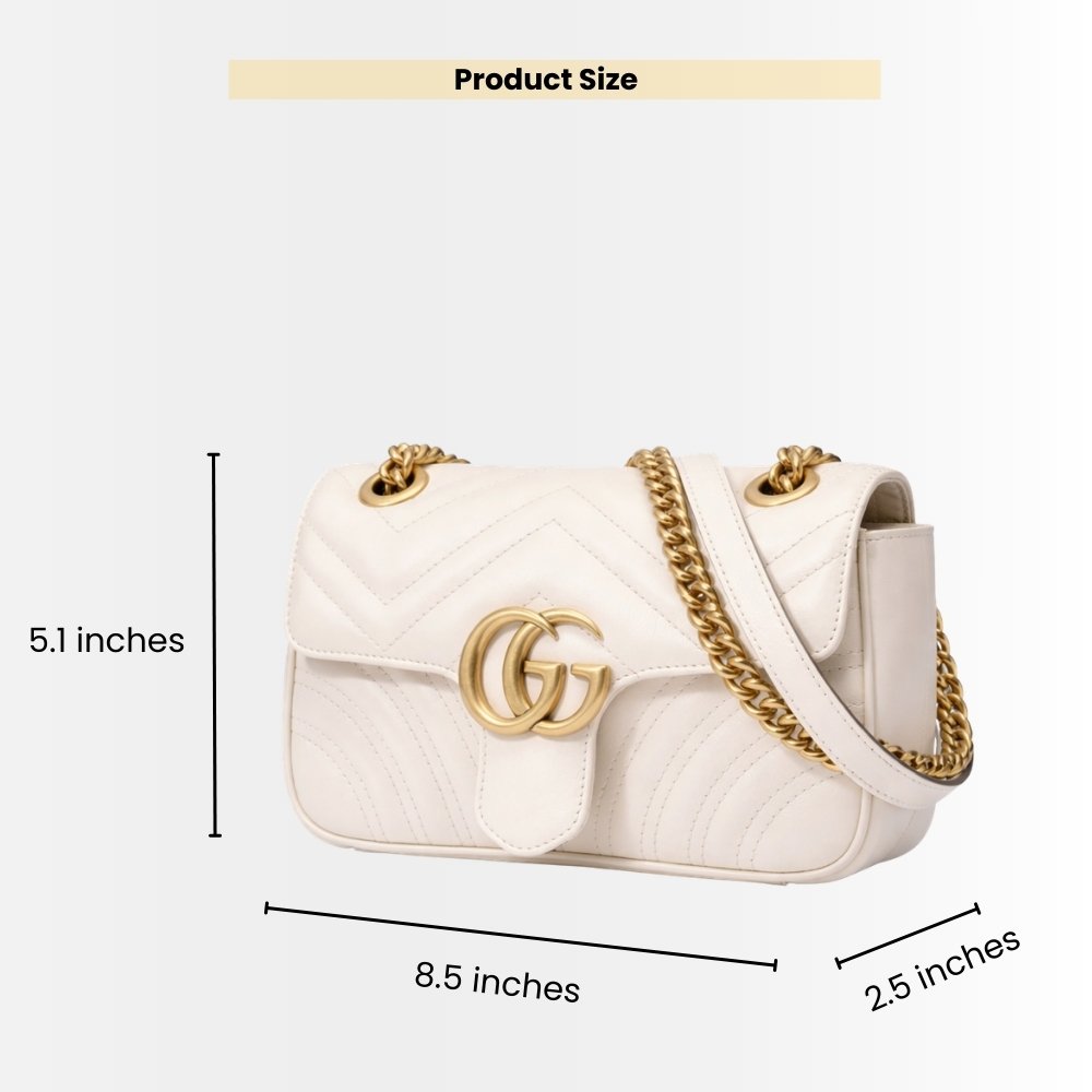 Gucci GG Marmont Mini Shoulder Bag White Matelasse 22Cm 446744 DTDIT 9022