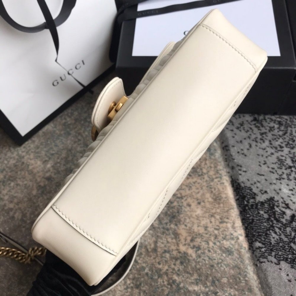 Gucci GG Marmont Mini Shoulder Bag White Matelasse 22Cm 446744 DTDIT 9022