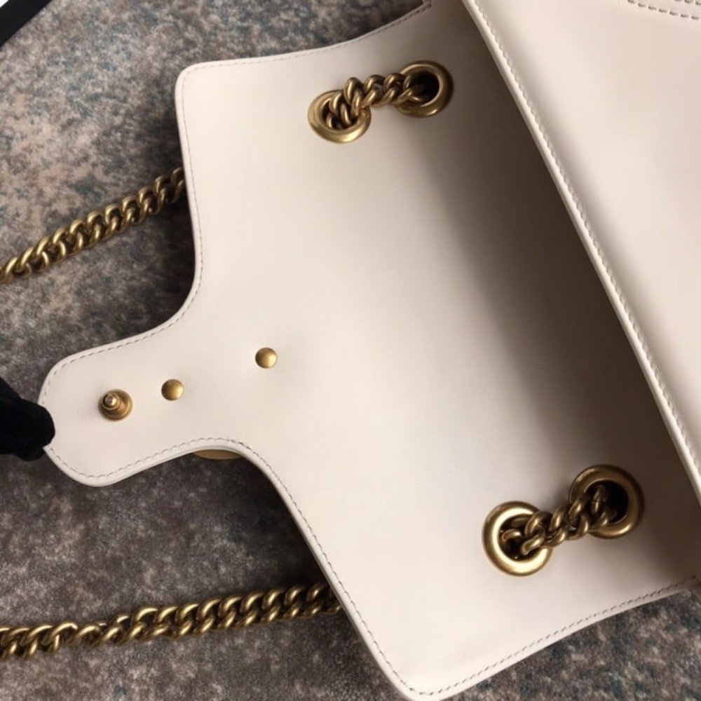 Gucci GG Marmont Mini Shoulder Bag White Matelasse 22Cm 446744 DTDIT 9022