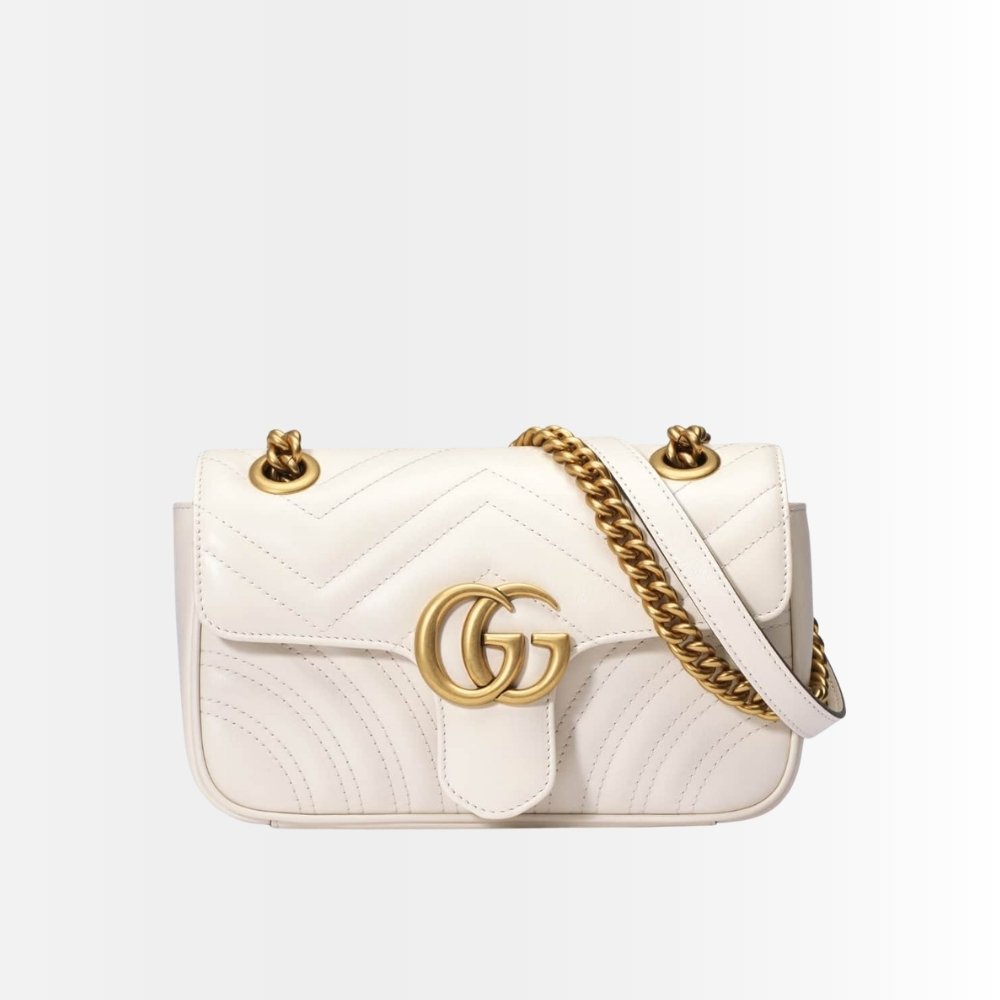Gucci GG Marmont Mini Shoulder Bag White Matelasse 22Cm 446744 DTDIT 9022