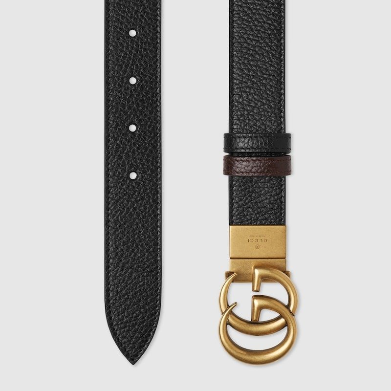 Gucci GG Marmont Reversible Thin Belt Black 30mm 643847 CAO2T 1062