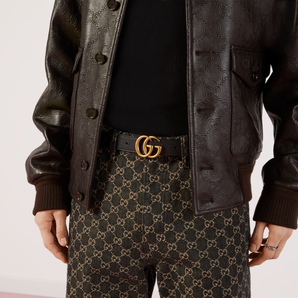 Gucci GG Marmont Reversible Thin Belt Black 30mm 643847 CAO2T 1062