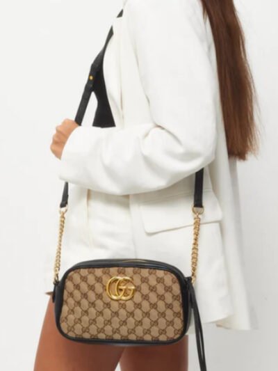 Gucci GG Marmont Small Shoulder Bag Beige Ebony 24Cm 447632 HVKEG 9772