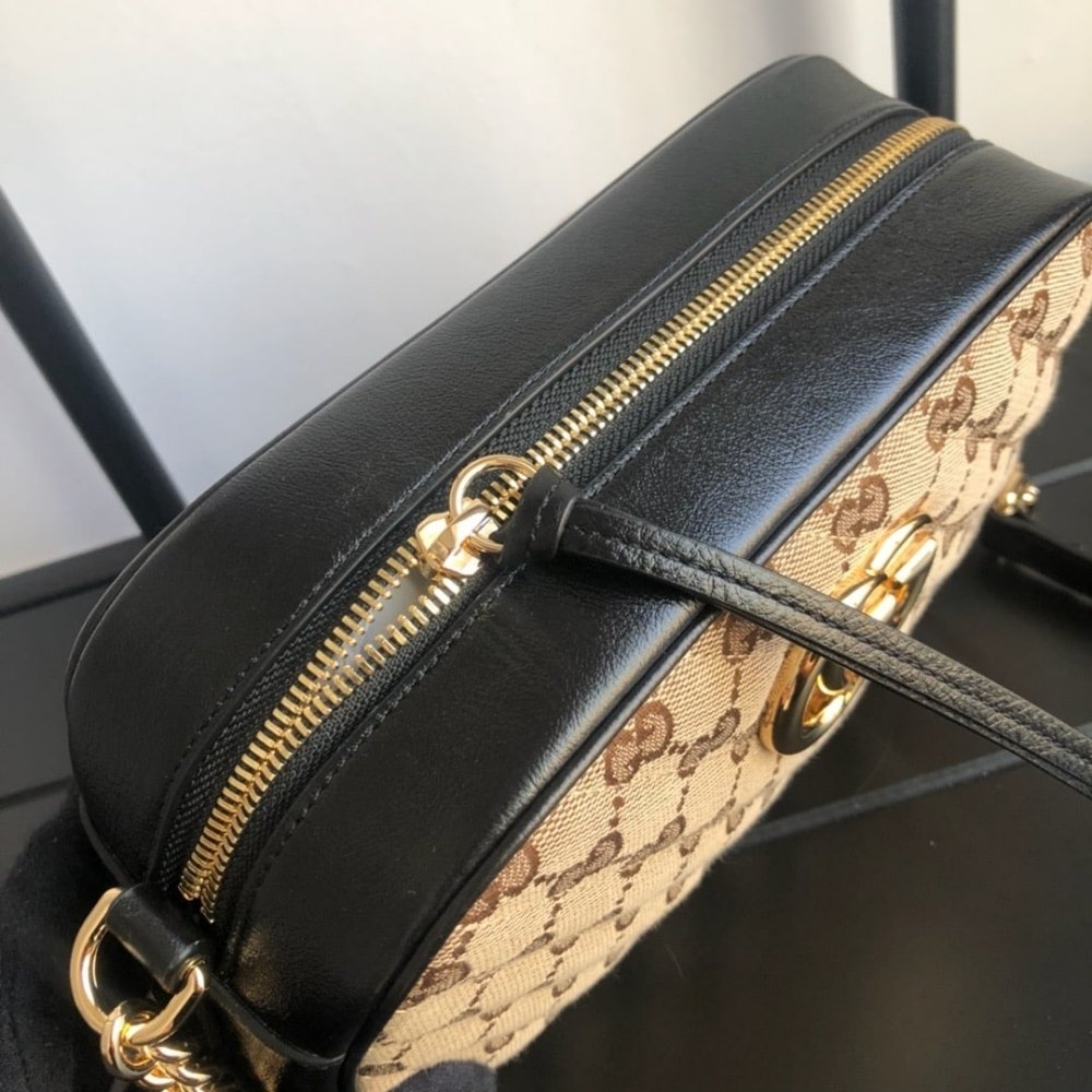 Gucci GG Marmont Small Shoulder Bag Beige Ebony 24Cm 447632 HVKEG 9772