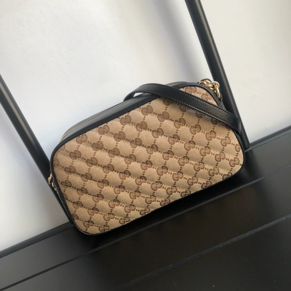 Gucci GG Marmont Small Shoulder Bag Beige Ebony 24Cm 447632 HVKEG 9772