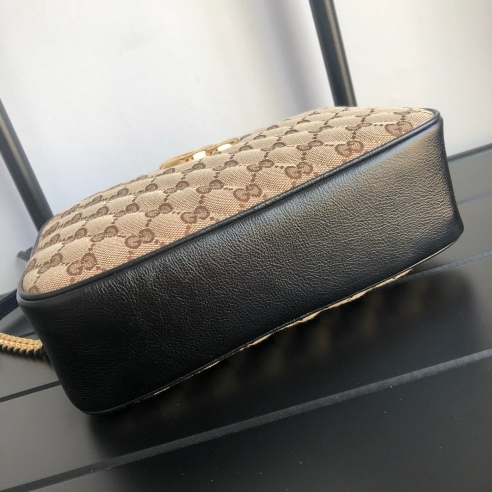 Gucci GG Marmont Small Shoulder Bag Beige Ebony 24Cm 447632 HVKEG 9772