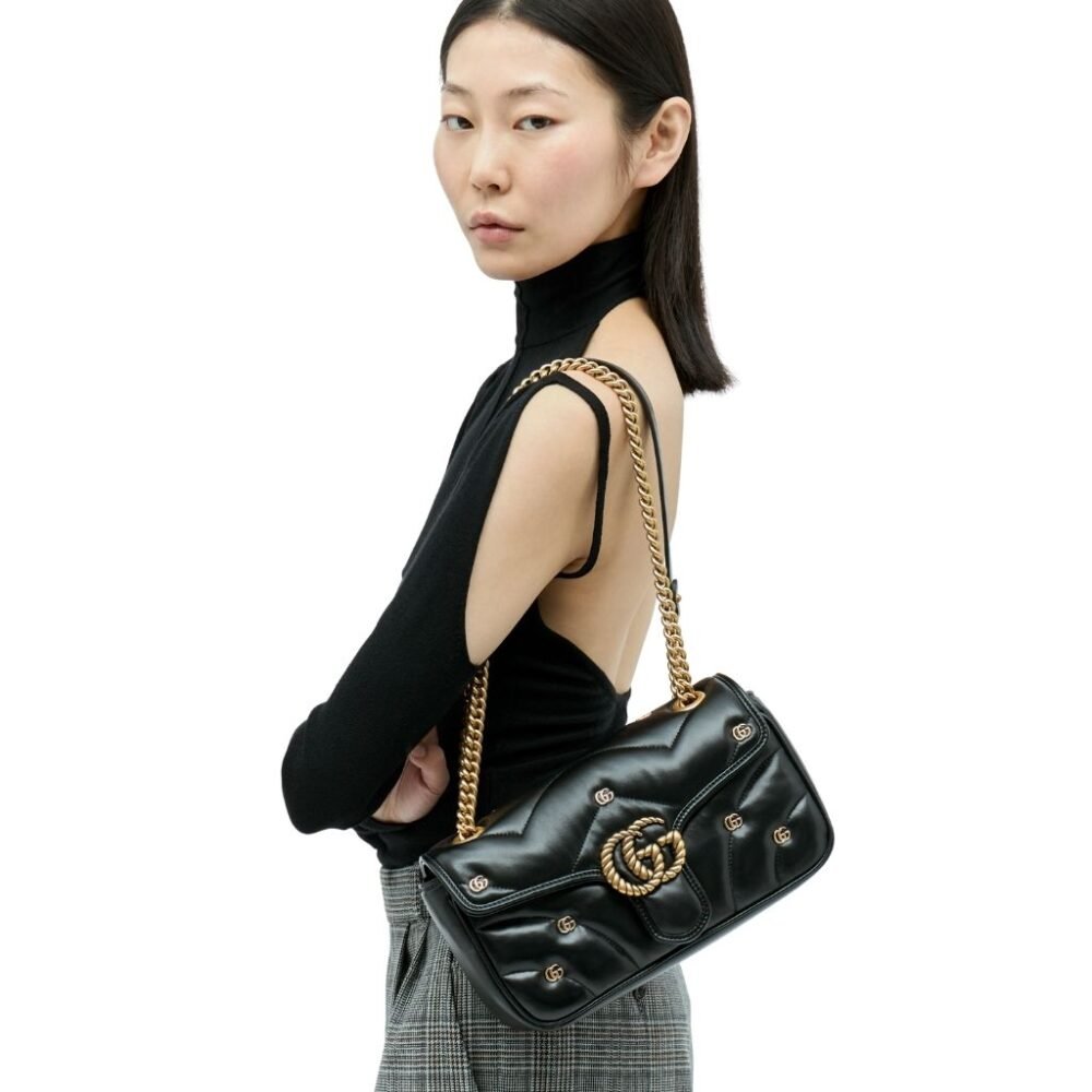 Gucci GG Marmont Small Shoulder Bag Black 26Cm 443497AACPG