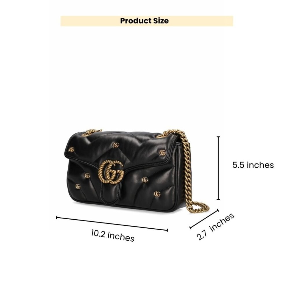 Gucci GG Marmont Small Shoulder Bag Black 26Cm 443497AACPG