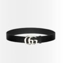 Gucci GG Marmont Wide Belt With Shiny Buckle Silver Black 406831 DJ20N 1000