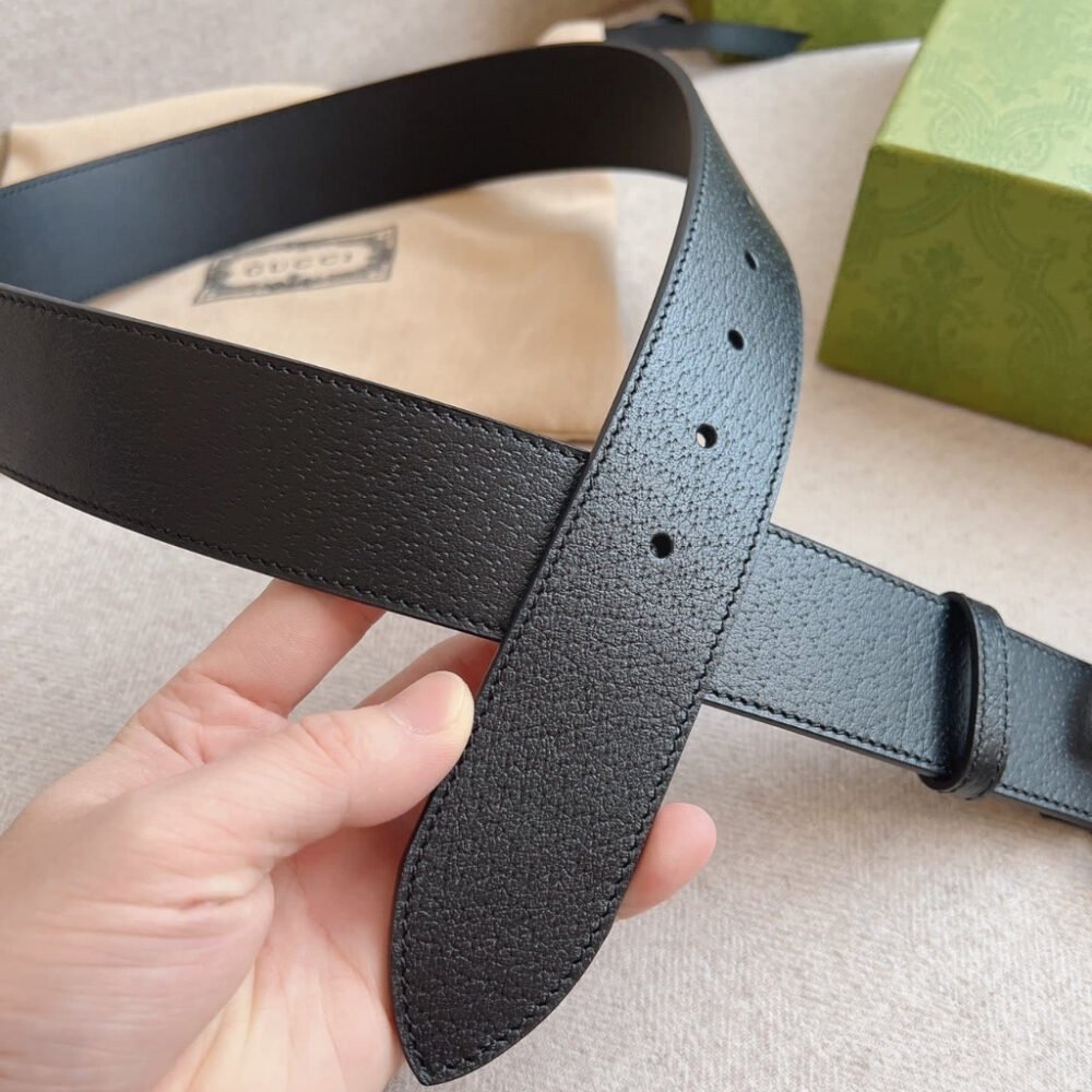 Gucci GG Marmont Wide Belt With Shiny Buckle Silver Black 406831 DJ20N 1000
