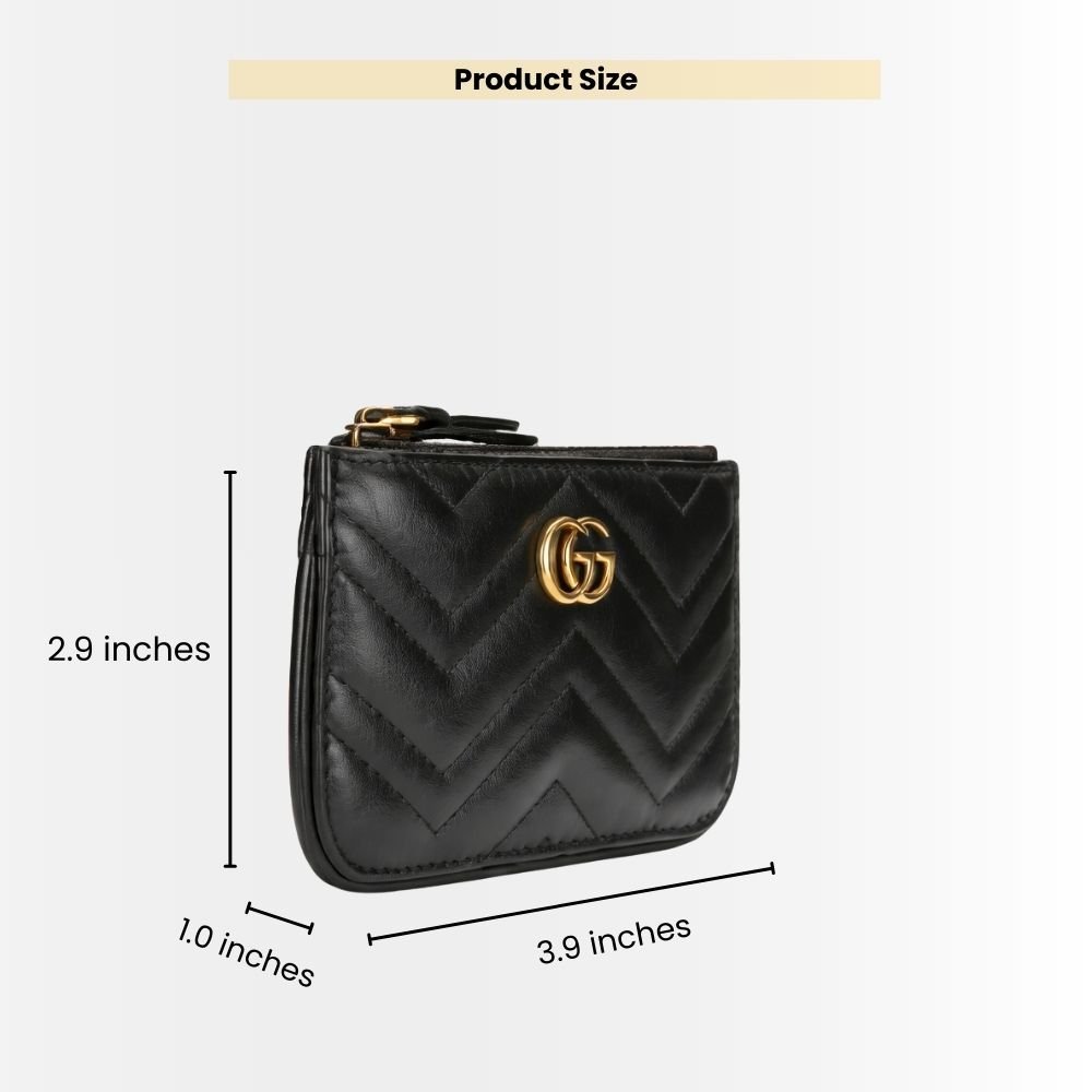 Gucci GG Marmont Zip Key Pouch In Black 10Cm 671773 DTDHT 1000