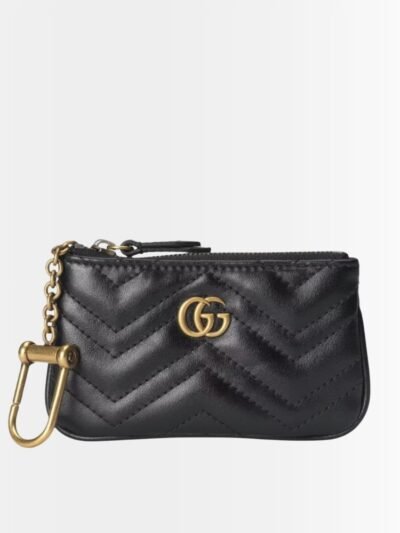 Gucci GG Marmont Zip Key Pouch In Black 10Cm 671773 DTDHT 1000
