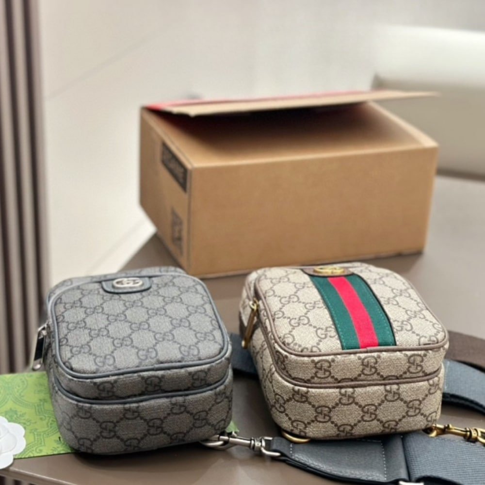 Gucci GG Ophidia Small Shoulder Bag Beige And Brown 18Cm