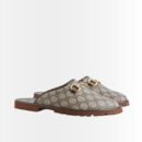 Gucci GG Slipper Horsebit Canvas Beige And Ebony 655571 96G60 9762