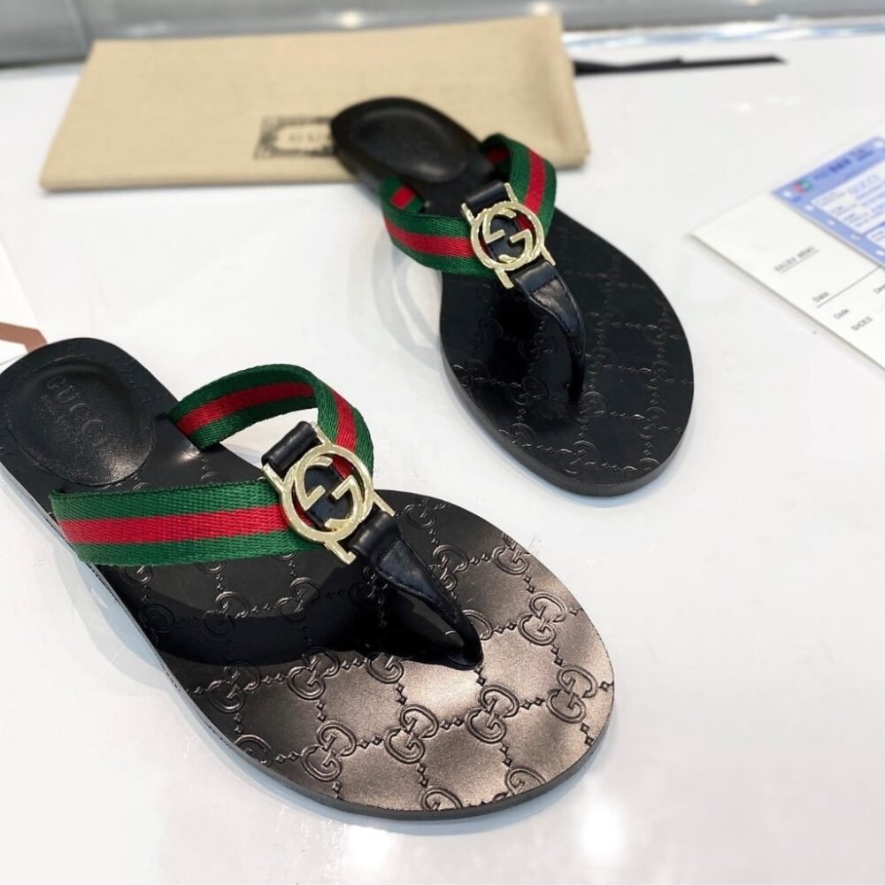 Gucci GG Thong Web Sandal Black 270374 H9020 8476