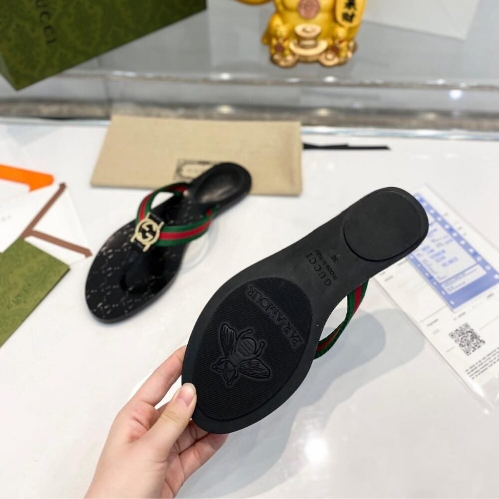 Gucci GG Thong Web Sandal Black 270374 H9020 8476