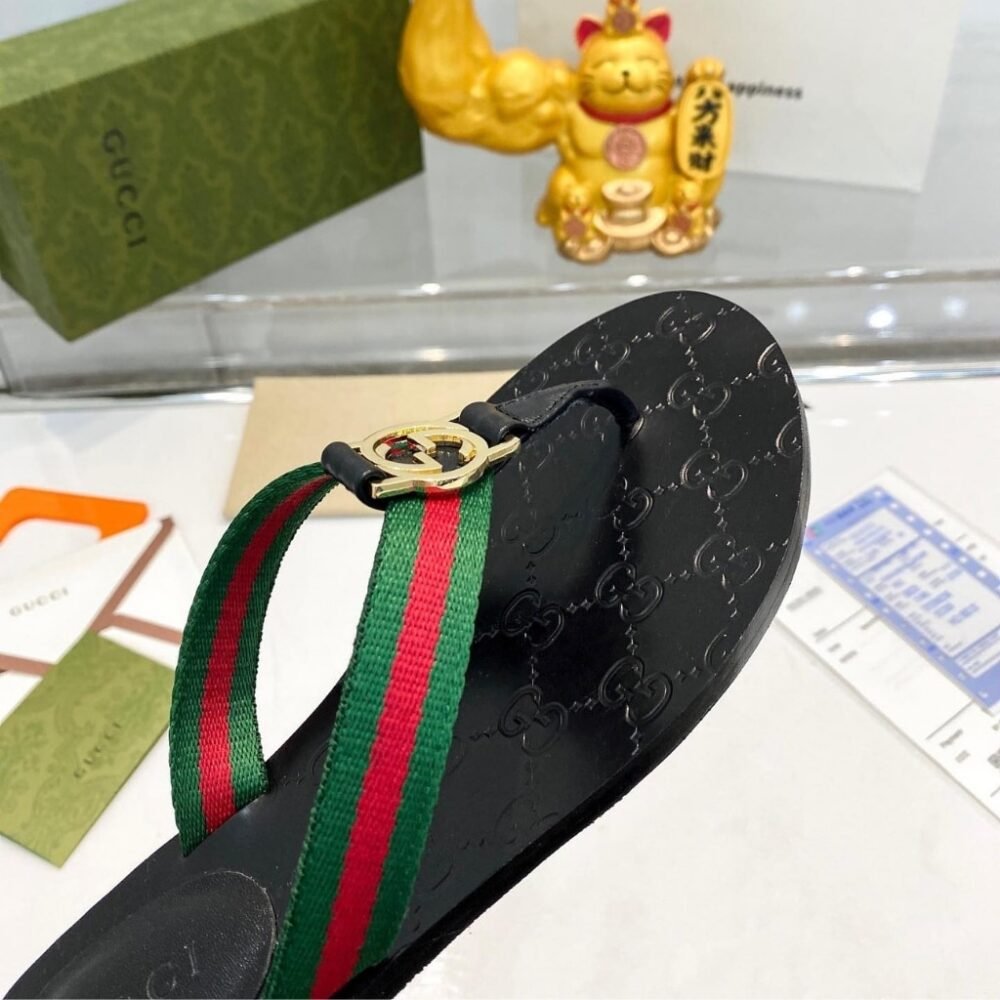 Gucci GG Thong Web Sandal Black 270374 H9020 8476