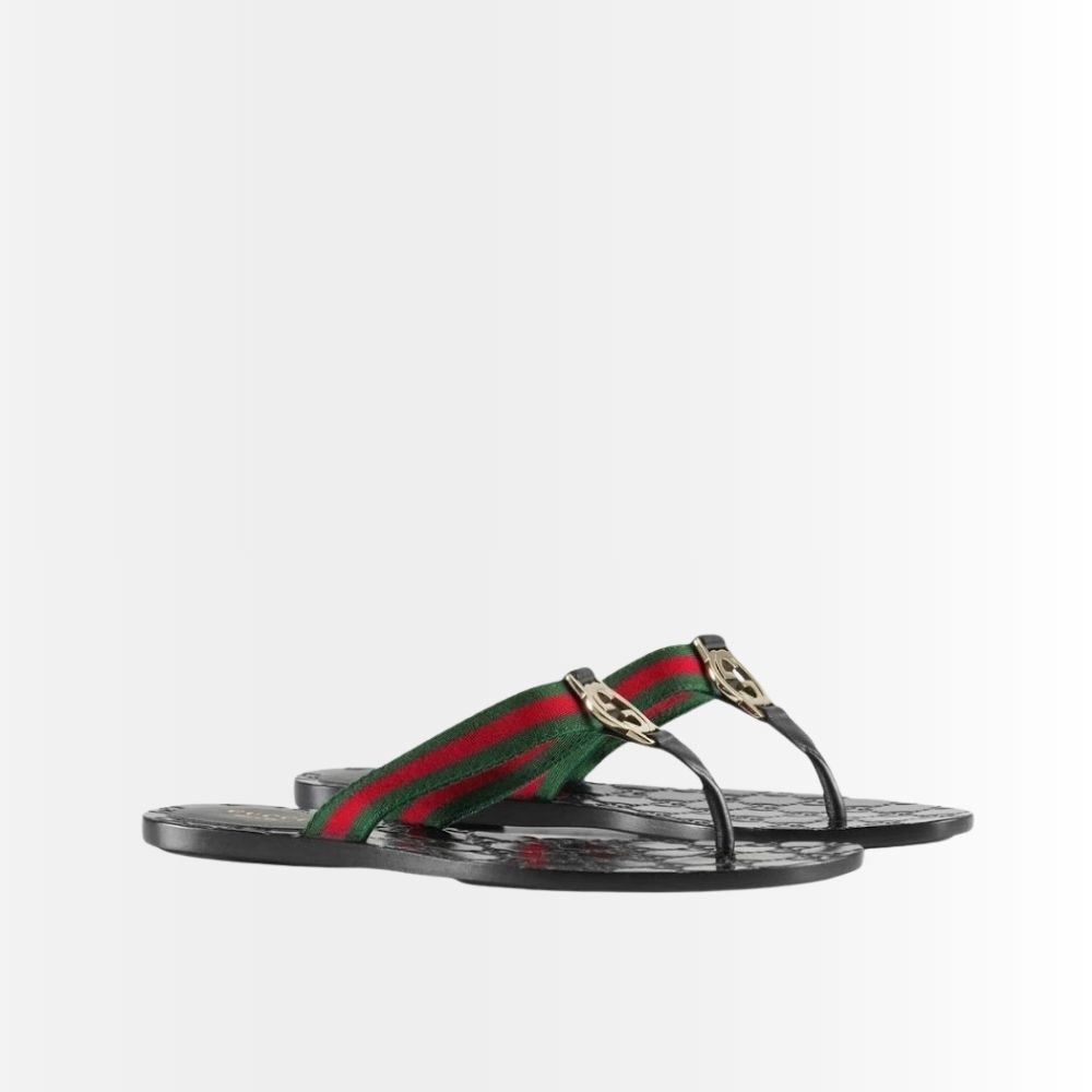 Gucci GG Thong Web Sandal Black 270374 H9020 8476