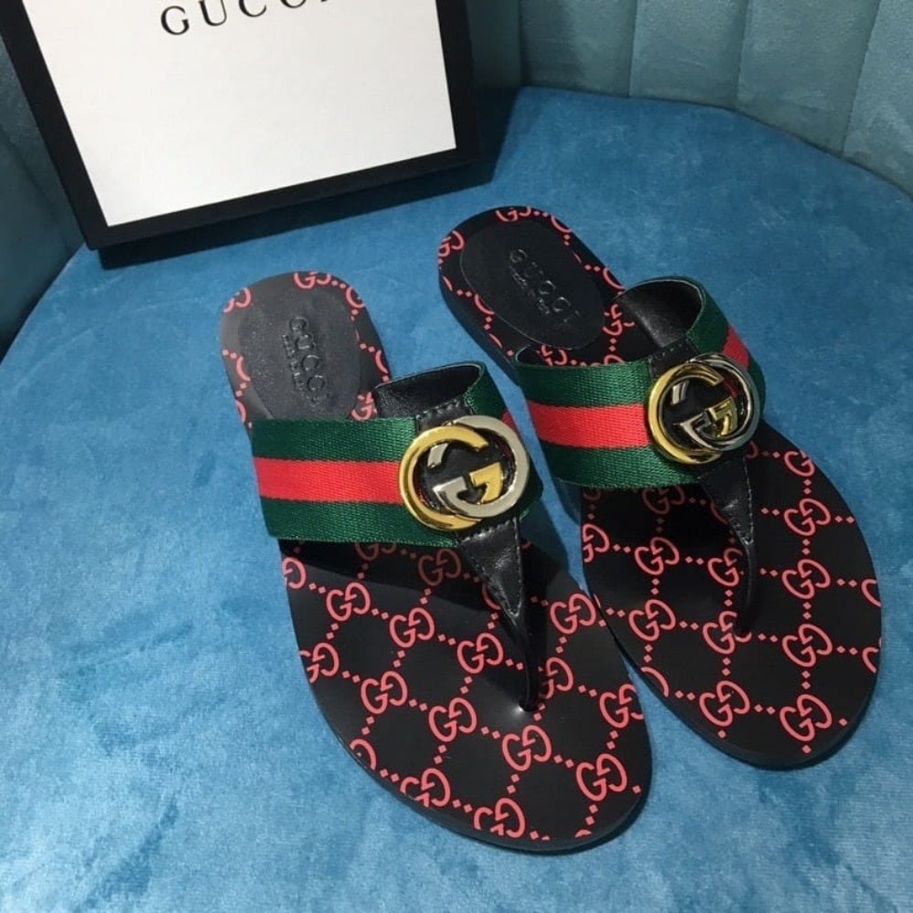 Gucci GG Thong Web Sandal Black 612138 H9020 8476